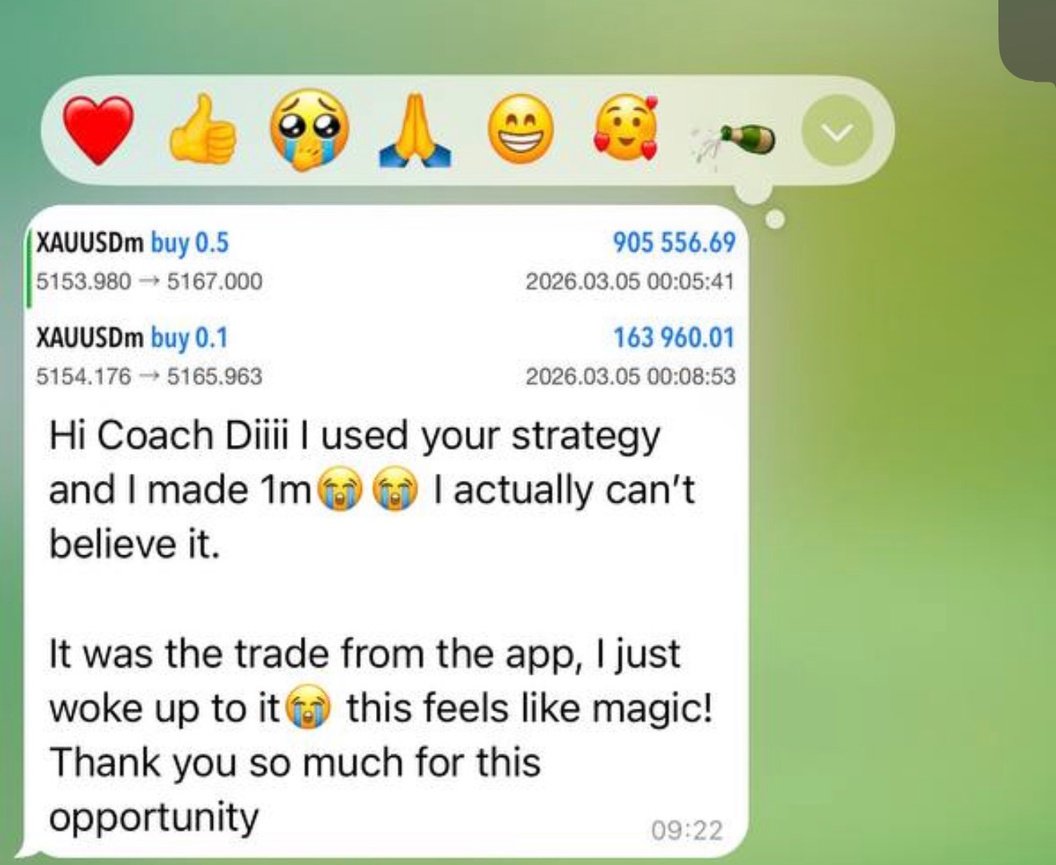 Student message reporting a one-million-naira result using the strategy